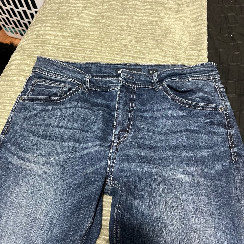 BKE Blue Relaxed Jeans with Authentic Fading